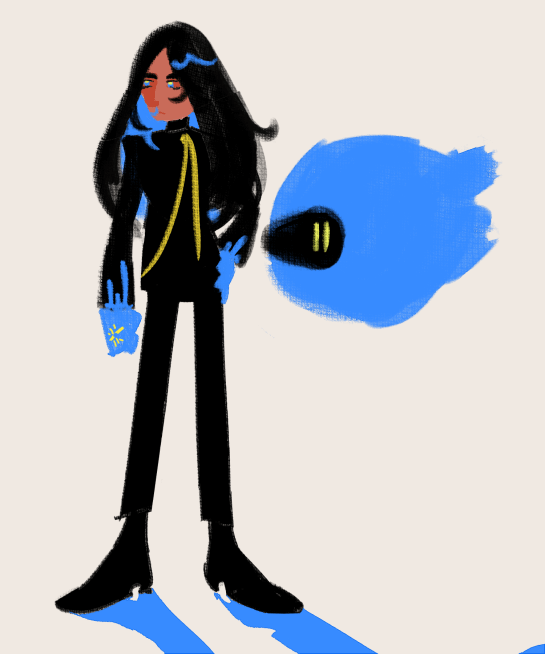 sort of abstract painting of geeta and her glimmora