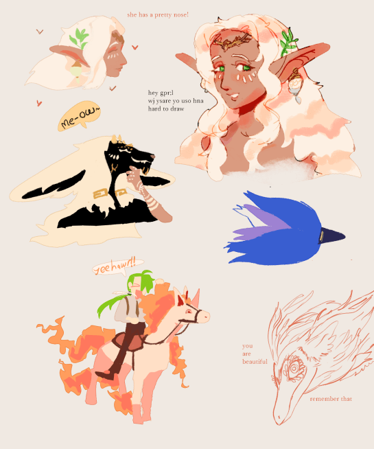 assorted doodles but most notably, sonia from totk