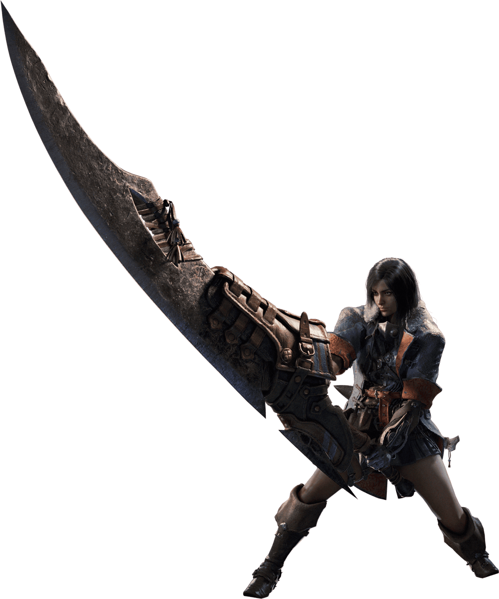 A render of a hunter holding a Great Sword unsheathed.