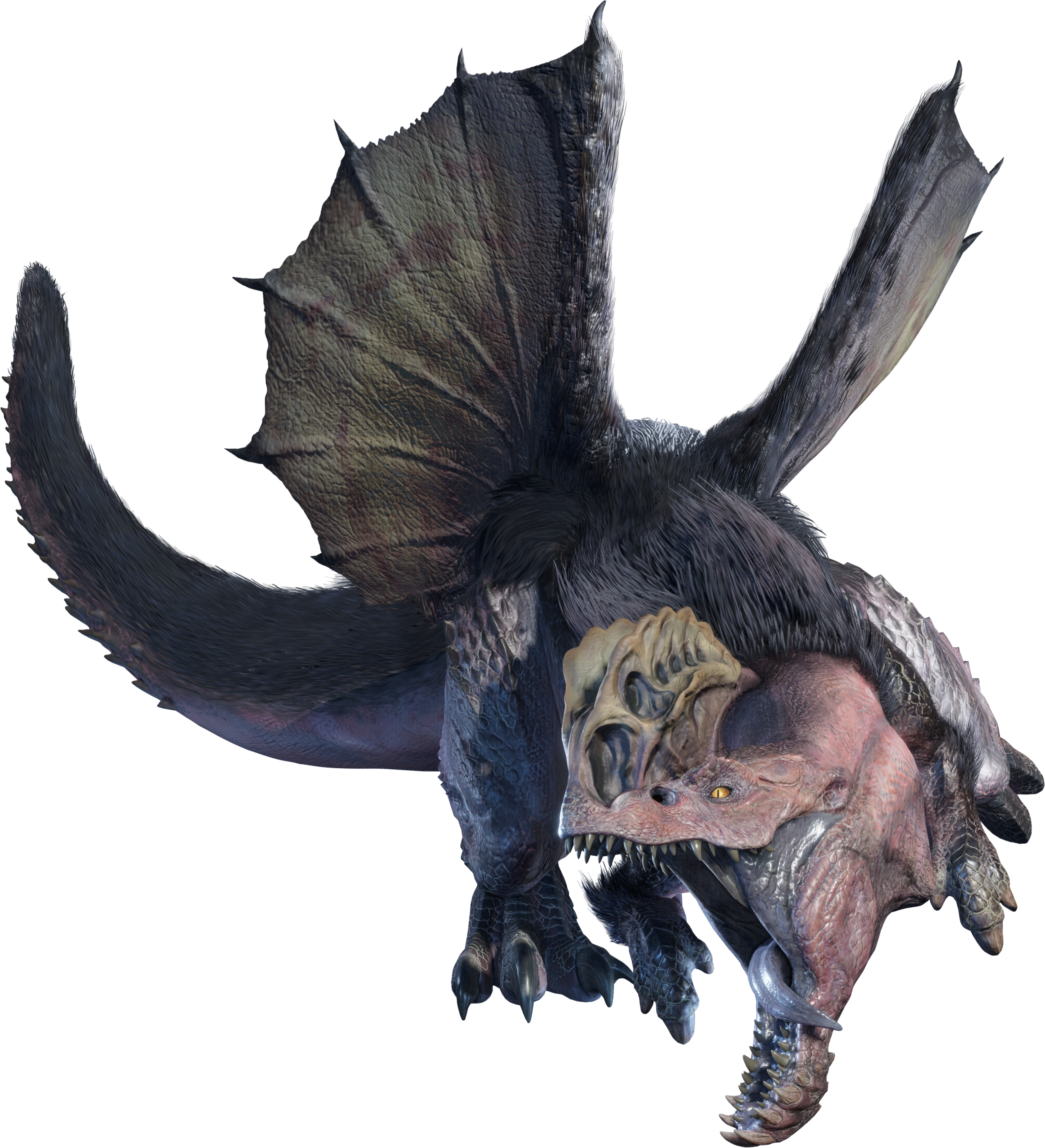 A render of an Anjanath from Monster Hunter with its body facing right and head facing left.
