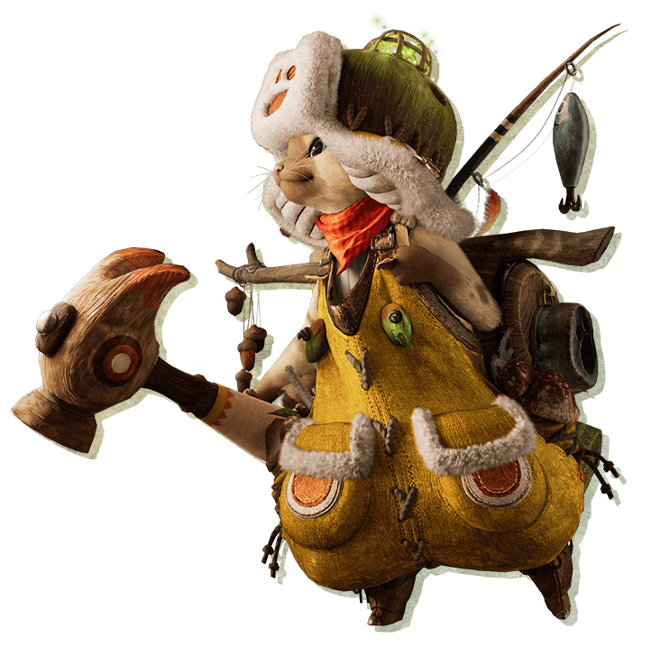 A render of a Palico from Monster Hunter World facing left.