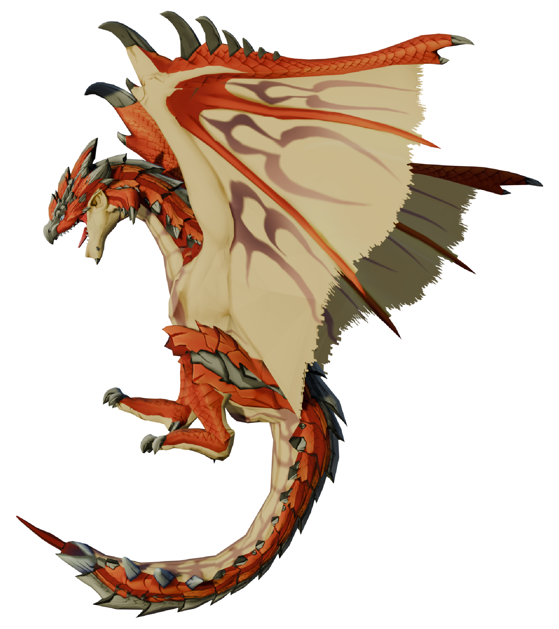 A render of a Rathalos from Monster Hunter Stories facing left.